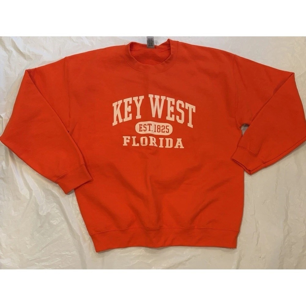 Key West, FL Sweatshirt Adult Large Orange and White Very Soft